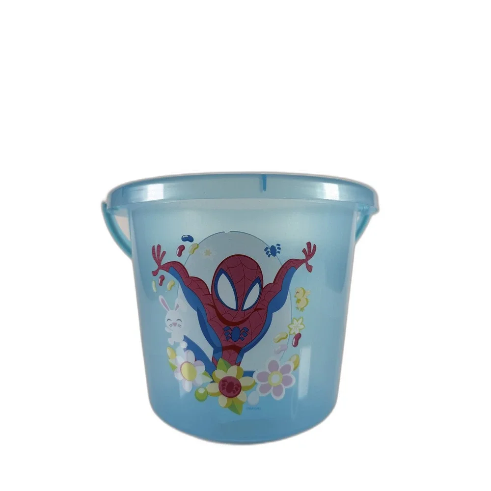 Marvel Spider-Man Easter Basket Bucket Blue Plastic Pail Bunny Flowers Graphic